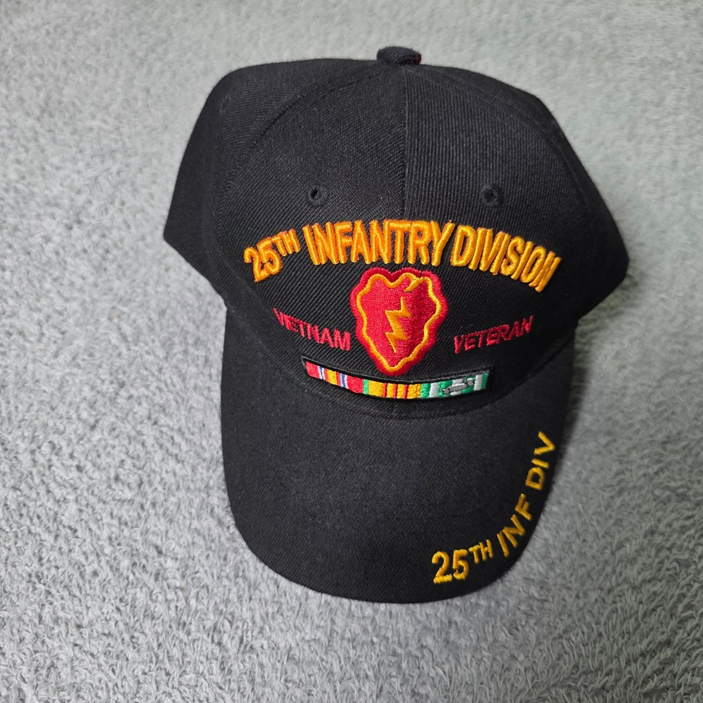 U.S. Warriors Mens OSFA 25th Infantry Division Hat Black Vietnam Veteran Cap